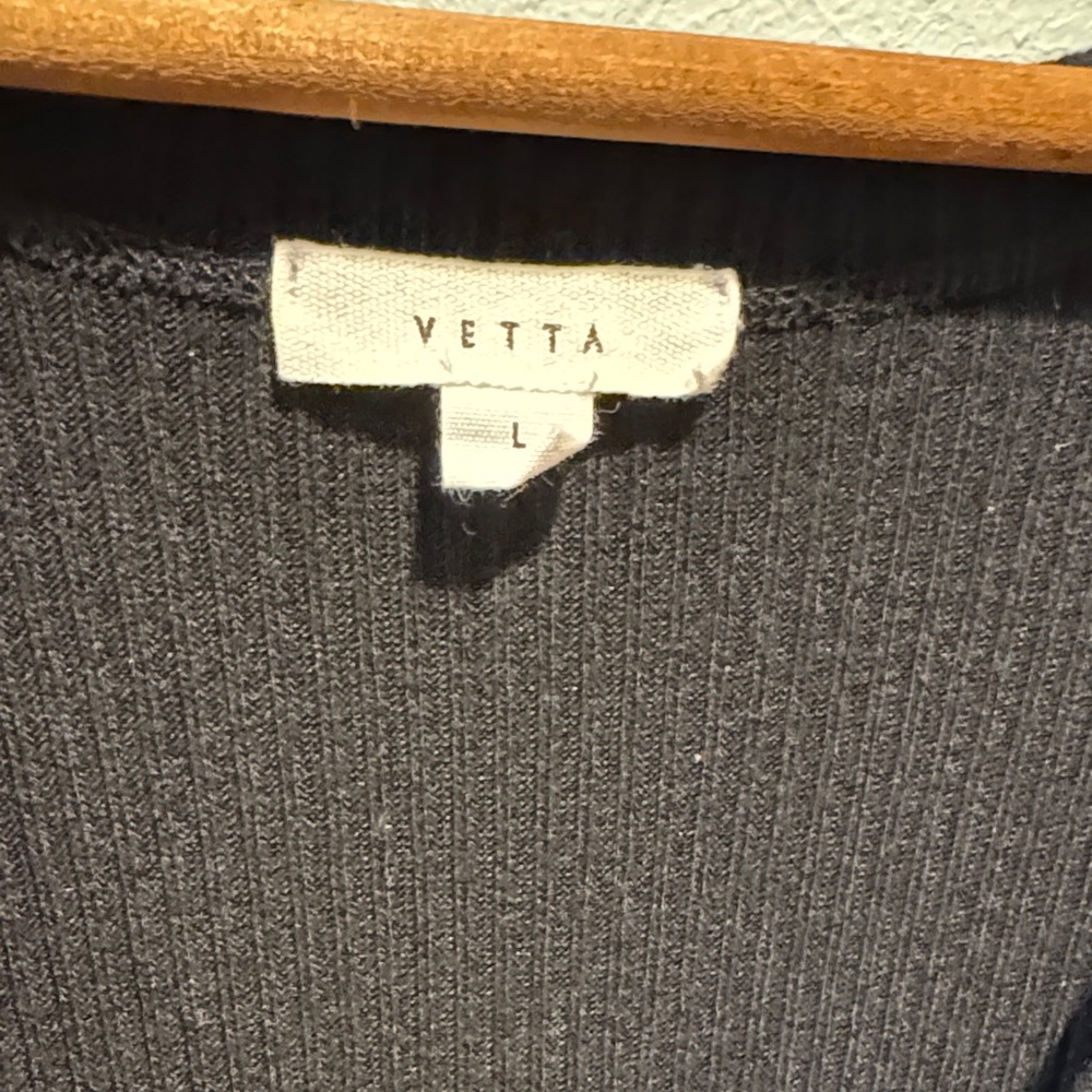 VETTA Capsule The Long Cardigan Black Ribbed Button-Front with Tie Waist Dress - Picture 2 of 12